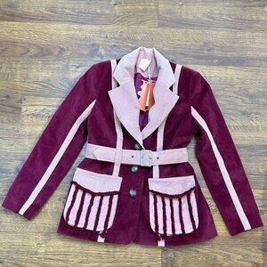 NWT March11 corduroy colorblock belted blazer jacket